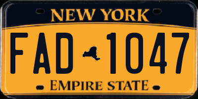 NY license plate FAD1047