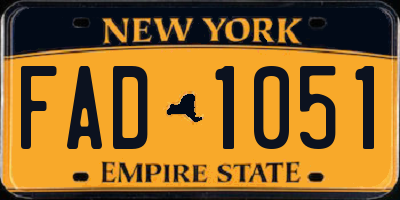 NY license plate FAD1051