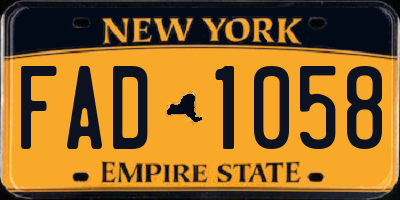 NY license plate FAD1058