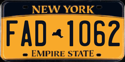 NY license plate FAD1062