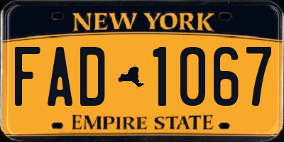 NY license plate FAD1067