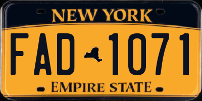 NY license plate FAD1071