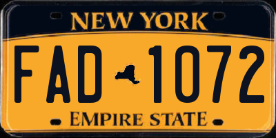 NY license plate FAD1072