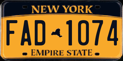 NY license plate FAD1074