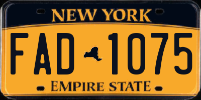 NY license plate FAD1075