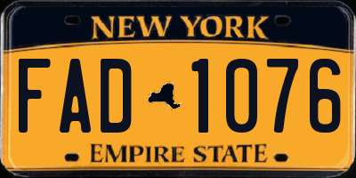 NY license plate FAD1076