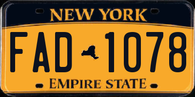 NY license plate FAD1078