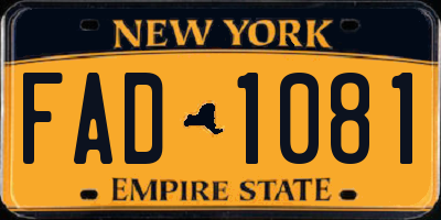 NY license plate FAD1081