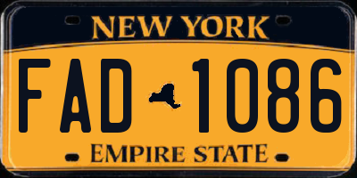 NY license plate FAD1086