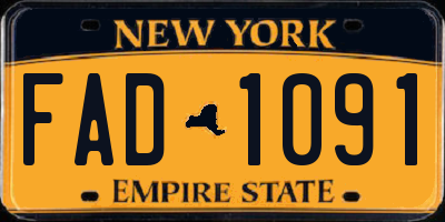 NY license plate FAD1091
