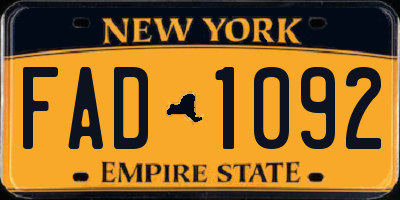 NY license plate FAD1092