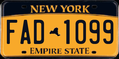 NY license plate FAD1099