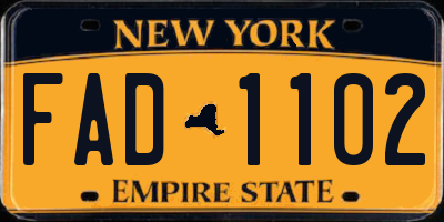 NY license plate FAD1102