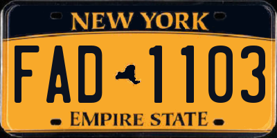 NY license plate FAD1103