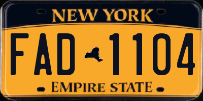 NY license plate FAD1104