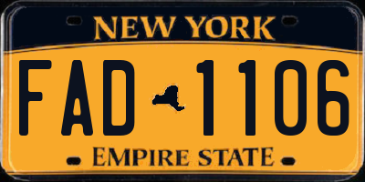 NY license plate FAD1106