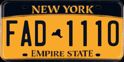 NY license plate FAD1110