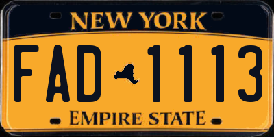 NY license plate FAD1113