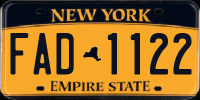 NY license plate FAD1122