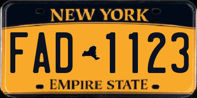 NY license plate FAD1123