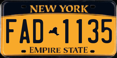 NY license plate FAD1135