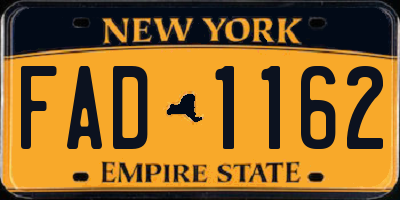 NY license plate FAD1162