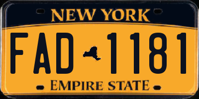 NY license plate FAD1181