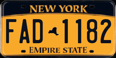 NY license plate FAD1182