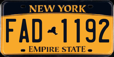 NY license plate FAD1192