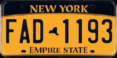 NY license plate FAD1193