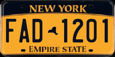 NY license plate FAD1201