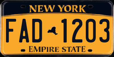 NY license plate FAD1203