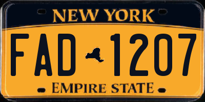 NY license plate FAD1207