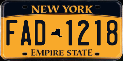 NY license plate FAD1218