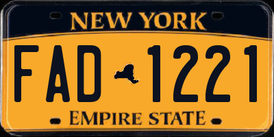 NY license plate FAD1221