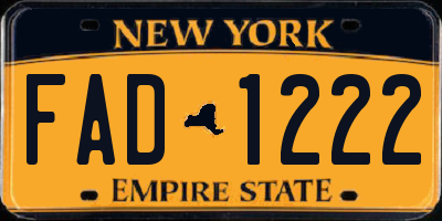 NY license plate FAD1222