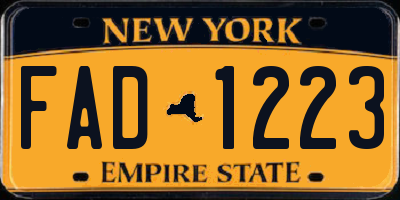 NY license plate FAD1223