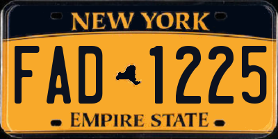 NY license plate FAD1225