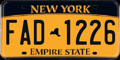 NY license plate FAD1226