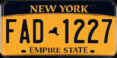 NY license plate FAD1227