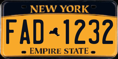 NY license plate FAD1232