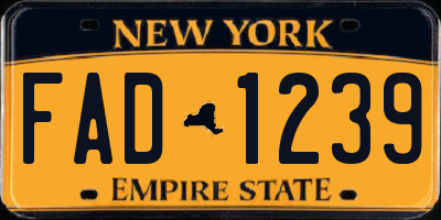 NY license plate FAD1239