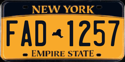 NY license plate FAD1257