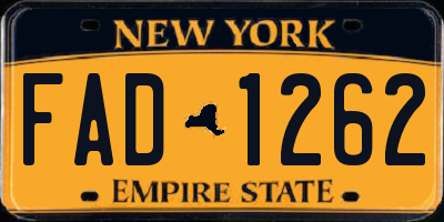 NY license plate FAD1262