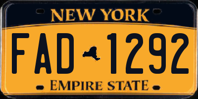 NY license plate FAD1292