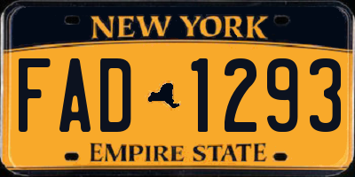 NY license plate FAD1293