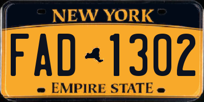 NY license plate FAD1302