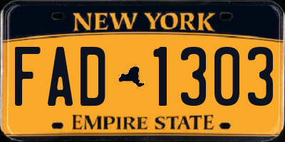 NY license plate FAD1303