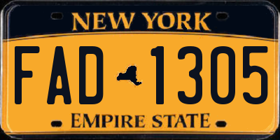 NY license plate FAD1305