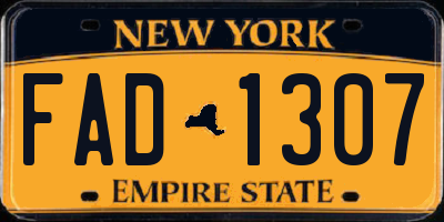 NY license plate FAD1307